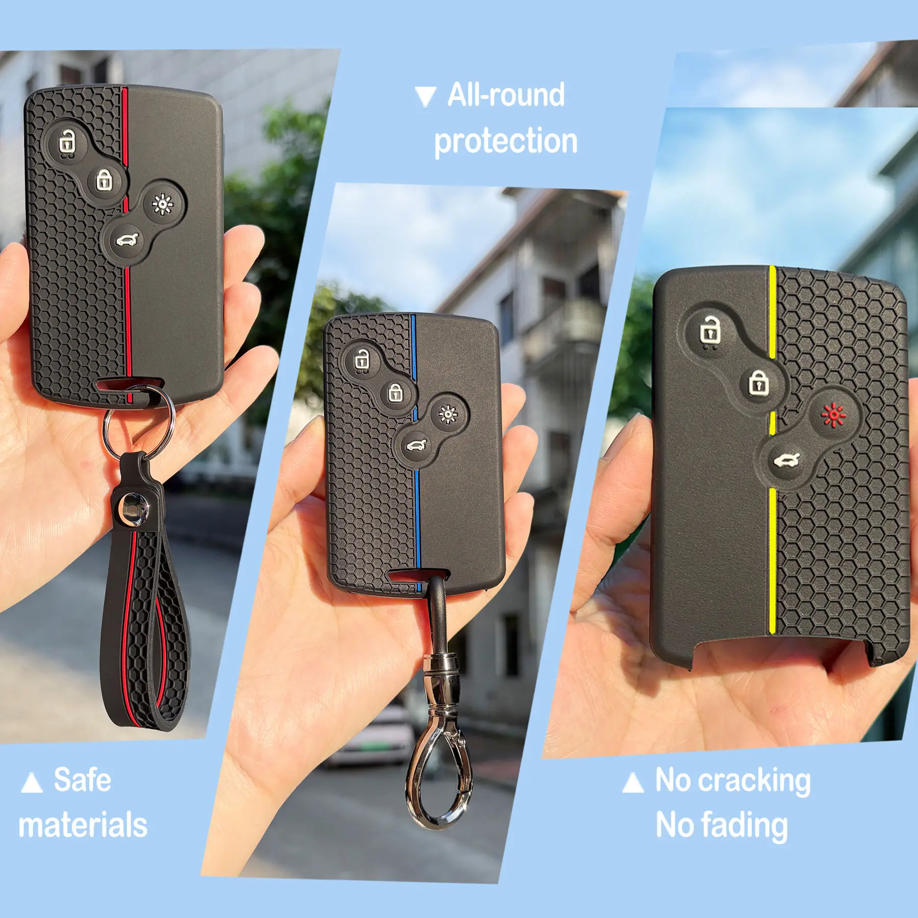Key Cover For Renault Captur Fluence Clio 4 Zoe ZE40 Megane 3 Koleos Scenic Laguna Coupe Key Caps Keychain  Key Case