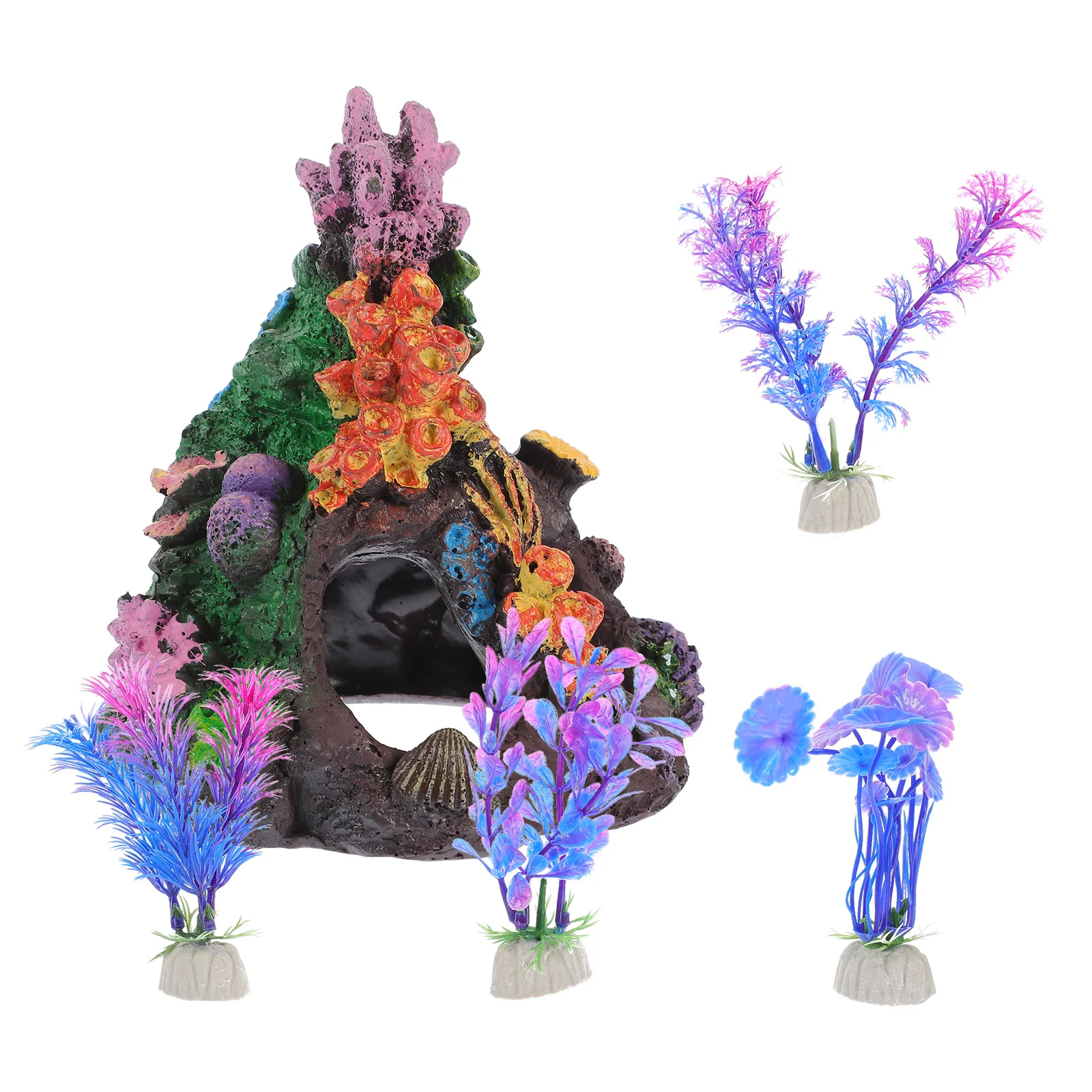 

5pcs Coral Reef Watergrass Set Artificial Aquarium Coral Fake Plants For Fish Tank Decor Durable Plastic Aquatic Accessories