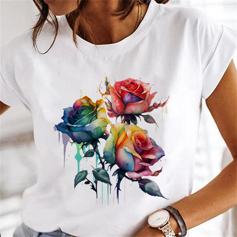 

Casual Versatile Print Pattern T-shirt Top Fashion Women Cartoon Cute Style Short Sleeve Clothing Women's Clothing Basic Print T