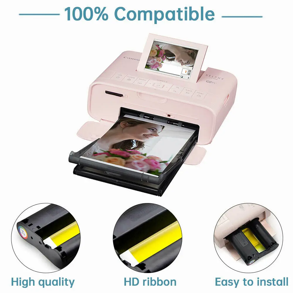 Compatible for Canon KP-108IN KP108 3 Color Ink Cartridge&108 Sheets Paper Set 100x48mm for Selphy CP1300 CP1200 CP910 CP1500