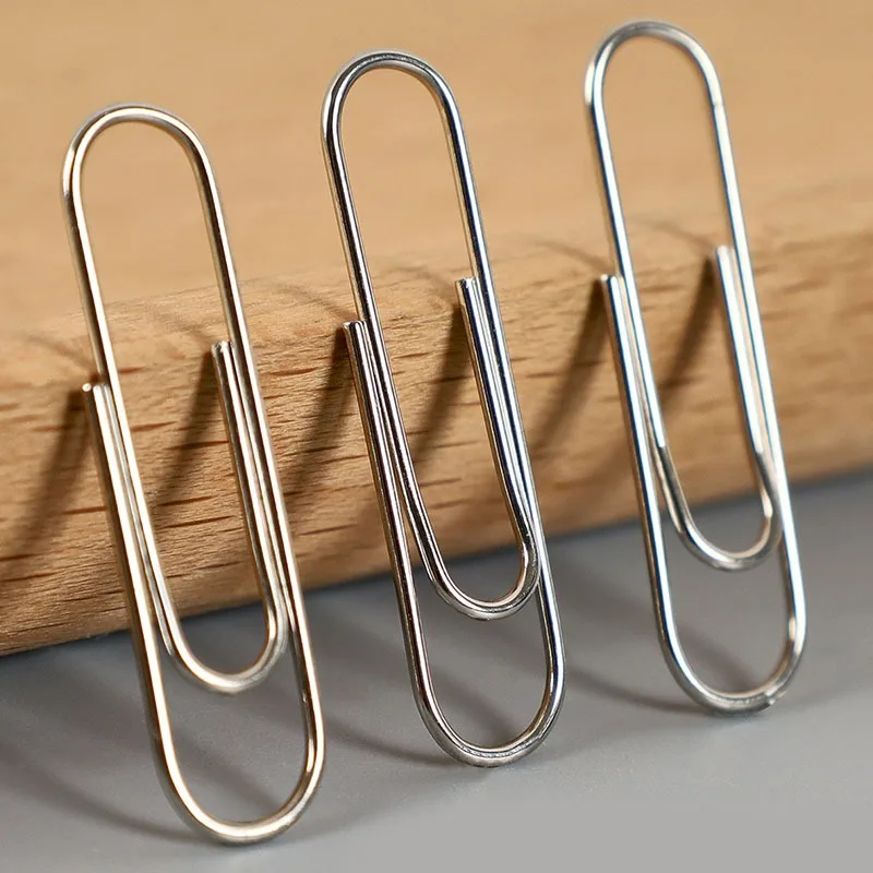 50-100Pcs Reusable Steel Paper Clips Pins Durabled Silver Fasteners Rustproof Office Stationery for Document Envelope Binding