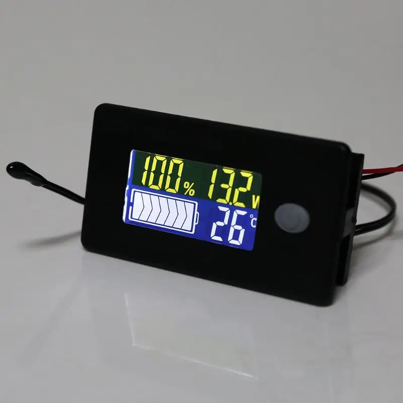 DC 10V~100V Li-ion Lifepo4 Lead acid Battery Capacity Indicator Digital Voltmeter Tester Temperature Monitor 12V 24V 36V 48V 96V