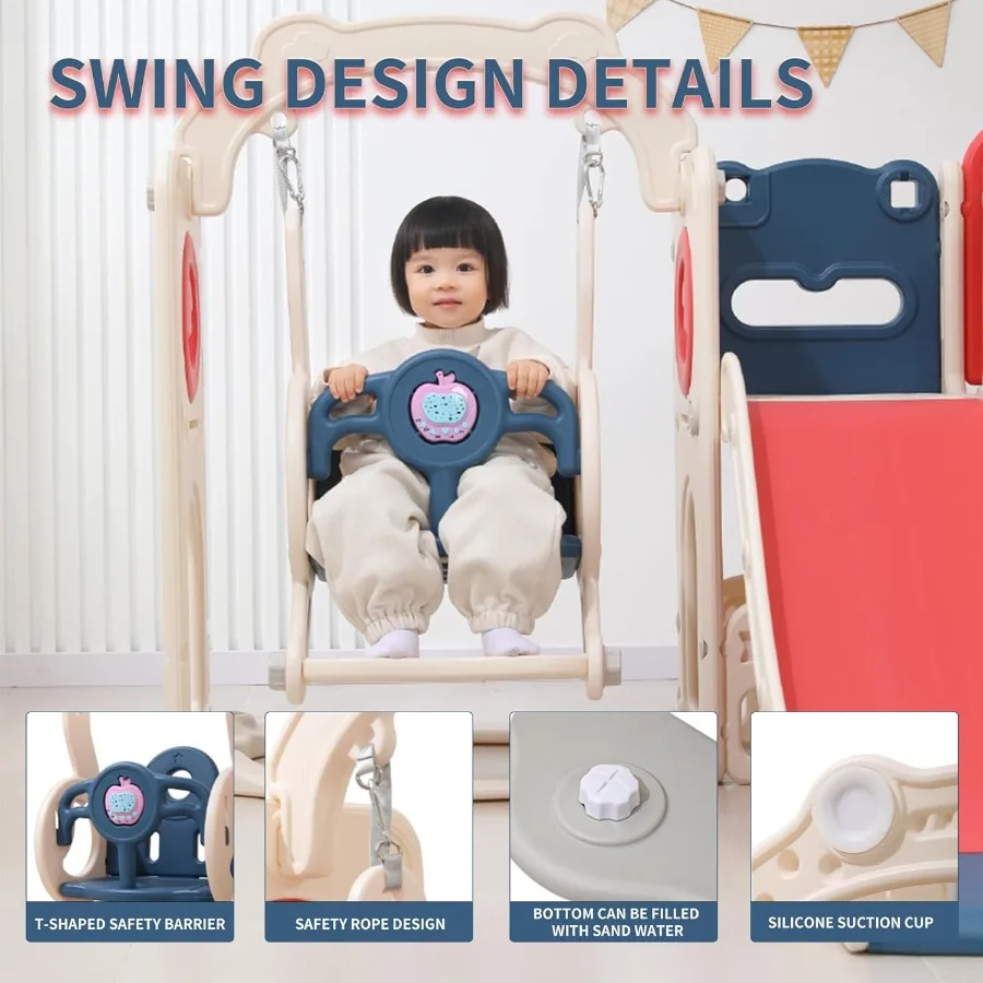 مجموعة لعب للأطفال الصغار 12 في 1 مع أرجوحة داخلية ومجموعة منزلق ملعب للأطفال الصغار بعمر 1-3 سنوات، قاعدة متسلق متينة #6