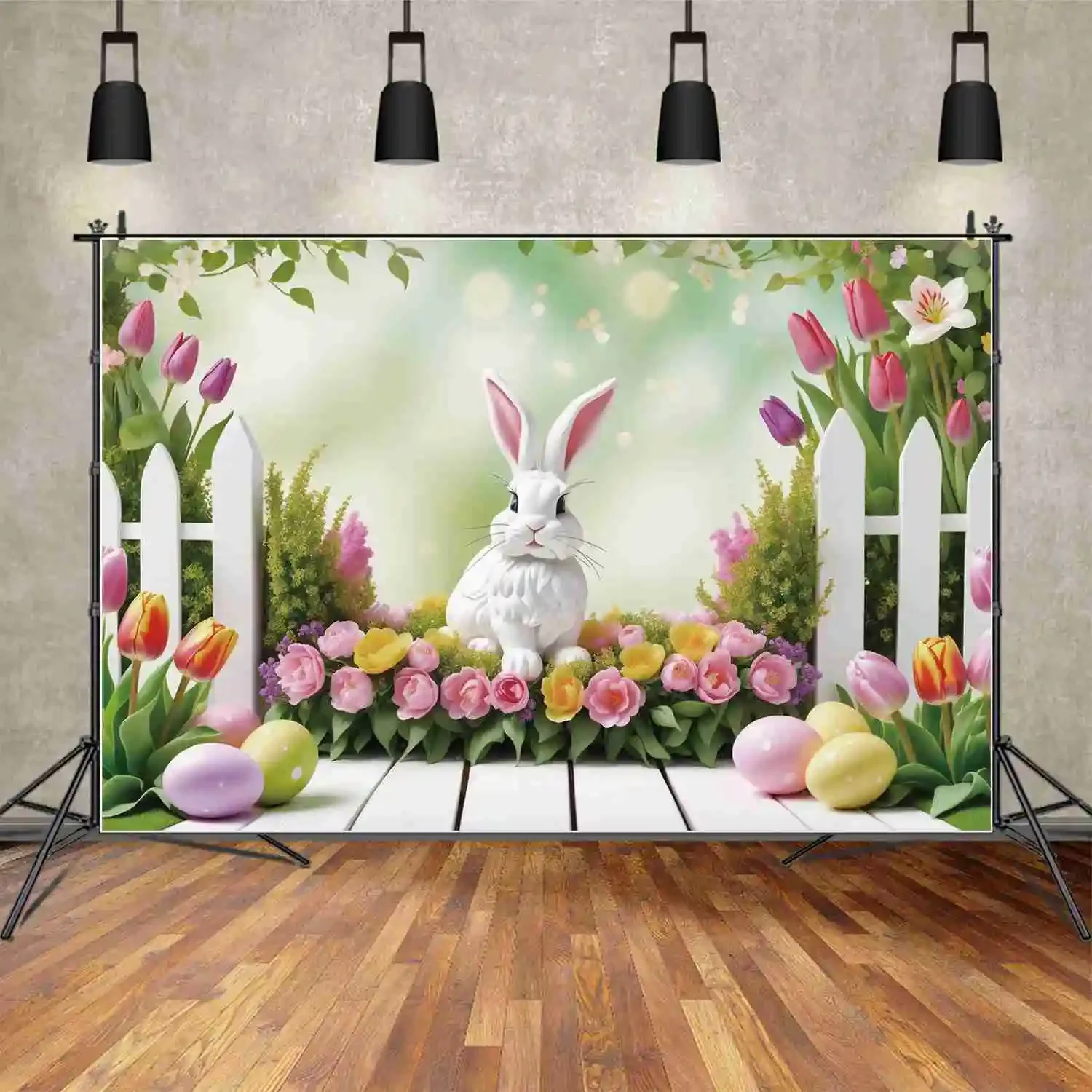 Moon.qg ฉากหลังถ่ายภาพผ้าม่านตกแต่งฤดูใบไม้ผลิหลอดไฟประดับแบบสายงานปาร์ตี้พื้นหลังโบเก้แบนเนอร์ภาพโซนสำหรับเด็กดอกไม้ไข่