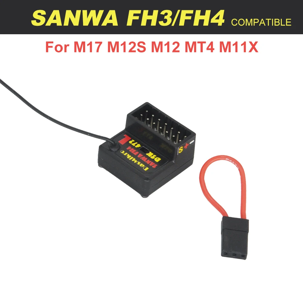 Sanwa 4 Channel FH3 FH4 Compatible Surface Receiver Long Antenna For Racing RC Car Sanwa M17 M12S MT4S M11X Transmitter DSK-472L