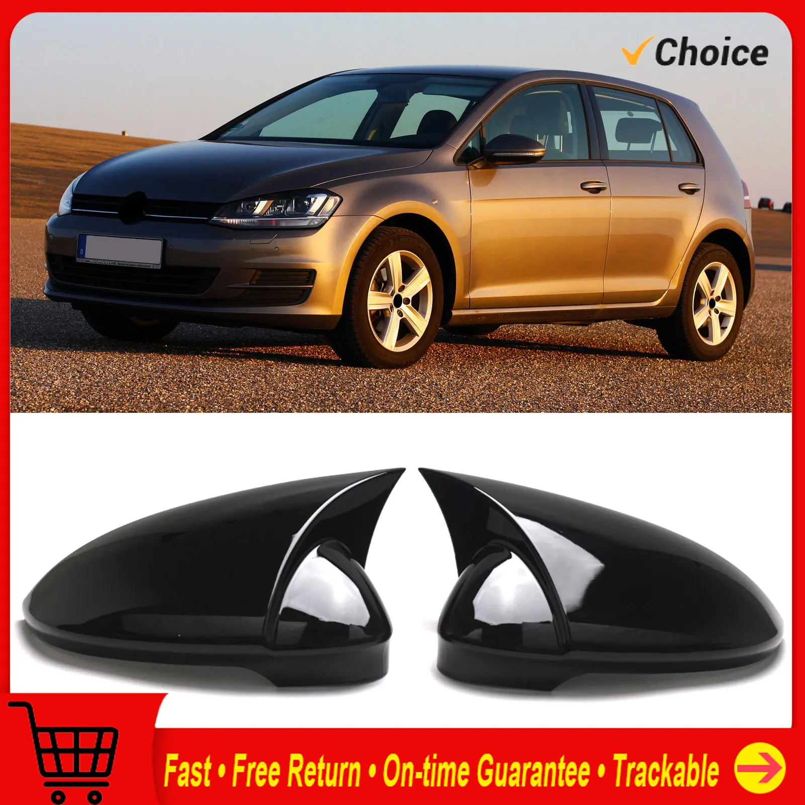 

1 Pair Rearview Mirror Covers Replacement for VW Golf 8 2020-2024, 5H0857537, 5H0857538, 5H1857507, 5H1857508