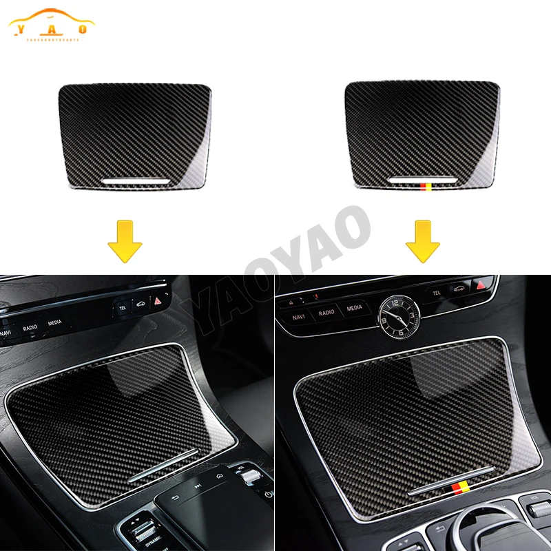 

Carbon Fiber Car Central Cup Holder Panel Trim Cover Sticker For Mercedes Benz C GLC Class W205 X253 Car Interior Accessories