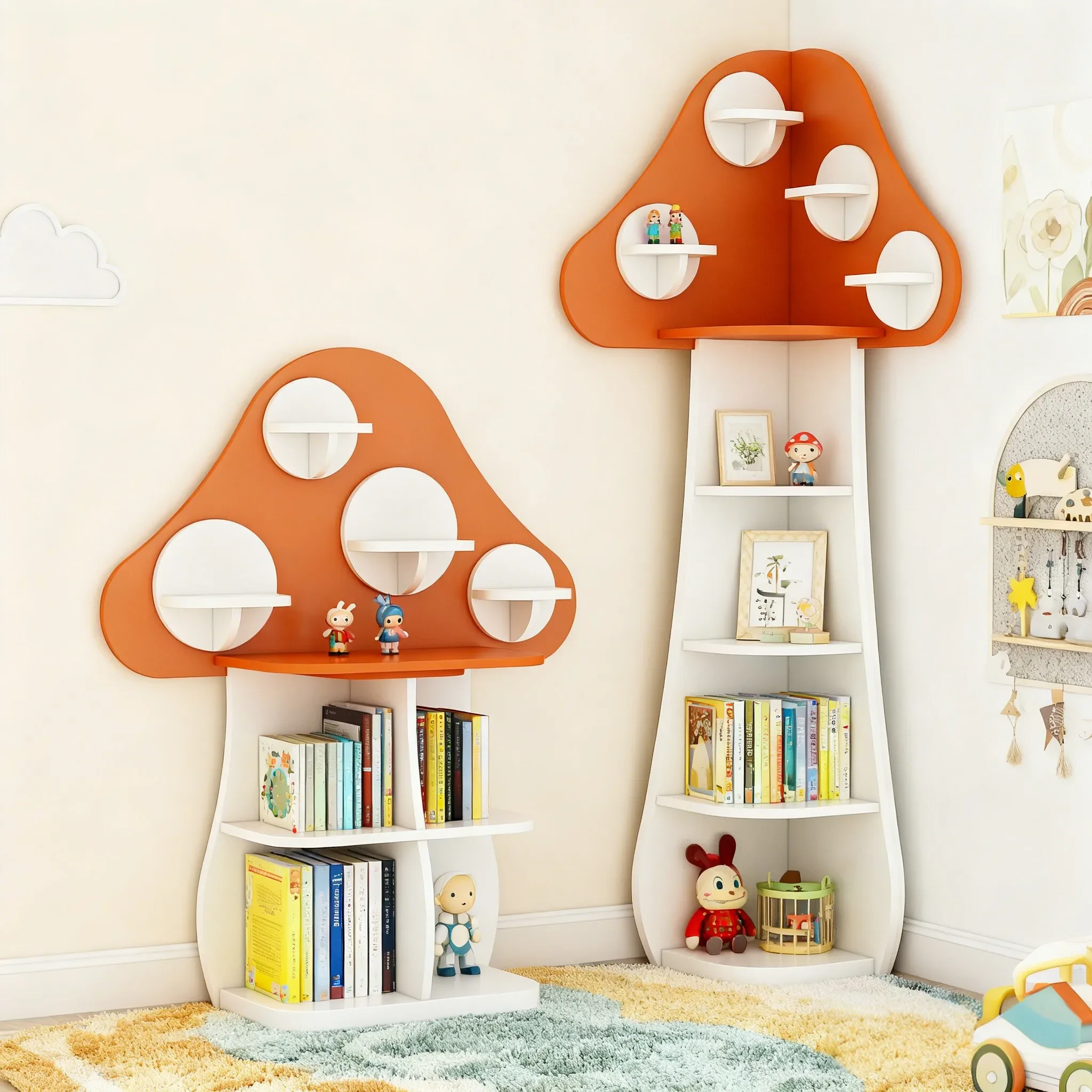 Corner bookshelf floor-to-ceiling cartoon children's toys picture book shelf model room background decoration