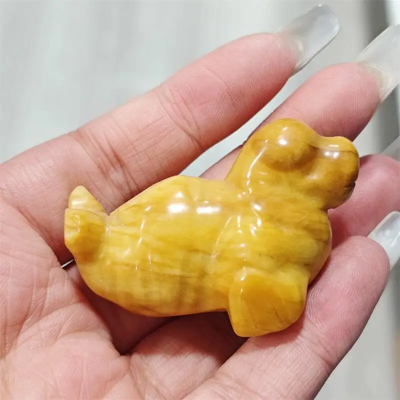 Natural Yellow Quartz Seal Sea Dog Carving Healing Fengshui Stone Reiki Home Decoration Holiday Gift 1PCS