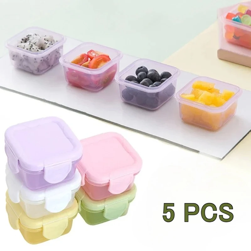 

5 шт., мини-контейнеры для хранения детского питания без BPA, морозильная камера, 60 мл, обучающая посуда для детей, вспомогательные миски, портативная герметичная коробка для хранения