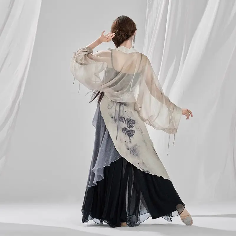 [3355 명 수집] 인쇄 된 흐르는 거즈 드레스, 중국 무용 고대 스타일의 새로운 고전 무용 공연 의상