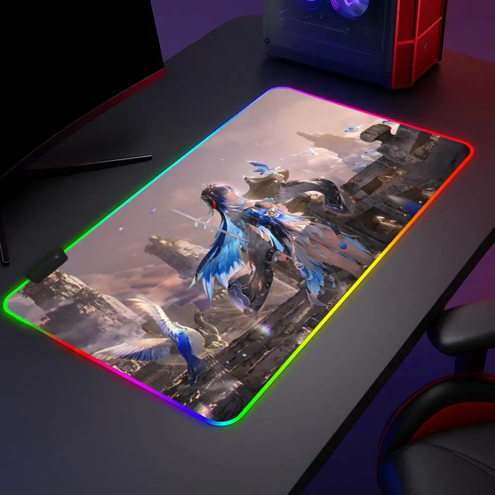 Wuthering Waves yangyang Mouse Pad RGB,Gaming Mat Led Mousepad，Extended,Large RGB Mat,SoftPad,DeskMat,Glowing Pad