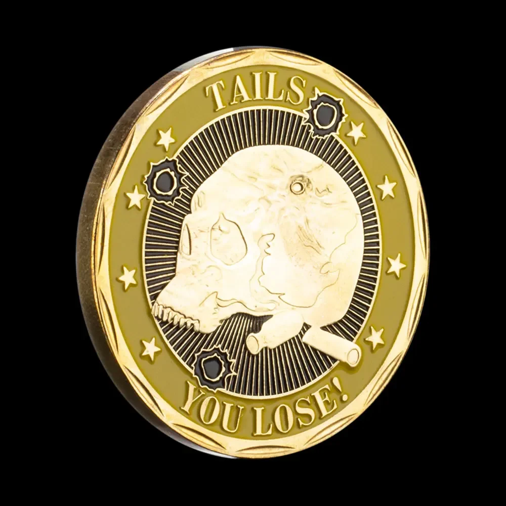 We Win/You Lose Skull Pattern Commemorative Coin Head and Tail Golden Plated Souvenir Gift Collection Art