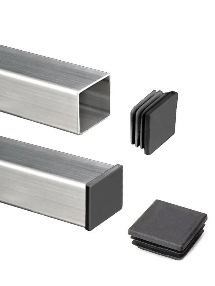 1-10pcs Furniture Square Tube Insert Glide Plug Black Plastic Blanking End Cap 10-100mm Pipe Tubing Protective Stopper Cover