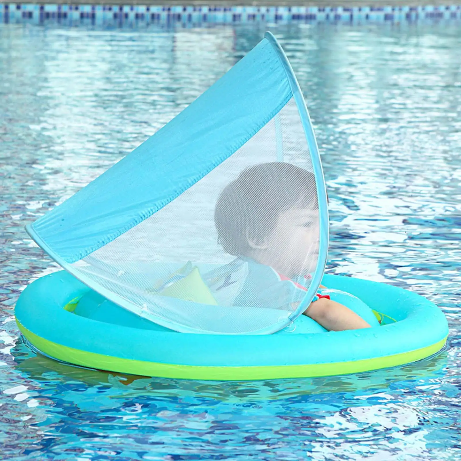 아기 수영튜브, 캐노피付き 아기 수영튜브, 풍선형 수영링, 자외선 차단 물놀이 장난감, 유아용 야외 게임