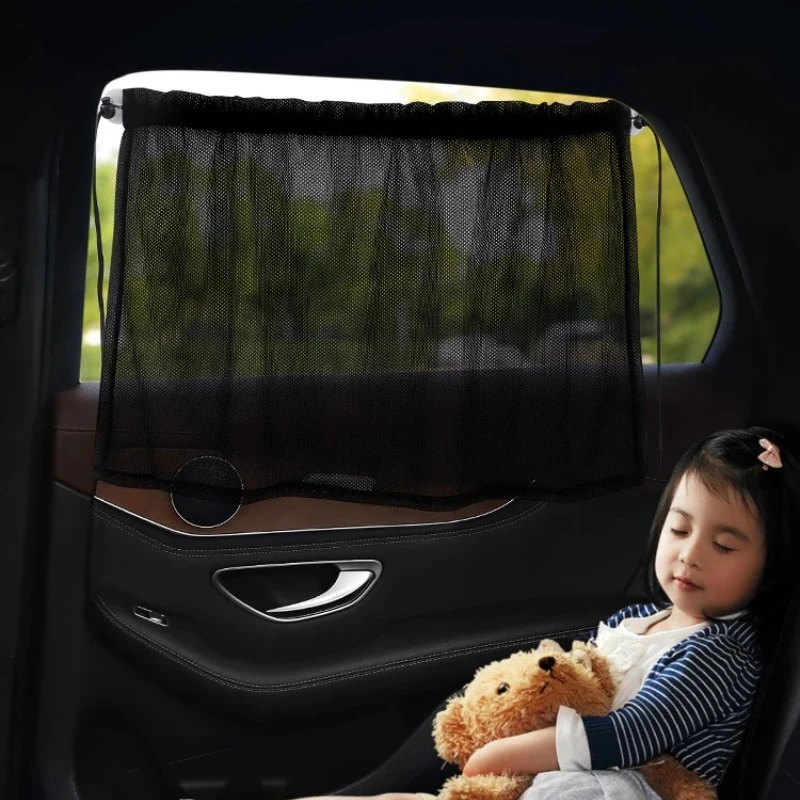 2Pcs Car Sun Shade Curtains Front Rear Side Window Sunshades Summer Sun Protection Light/UV Blocking Auto Privacy Blind Curtain