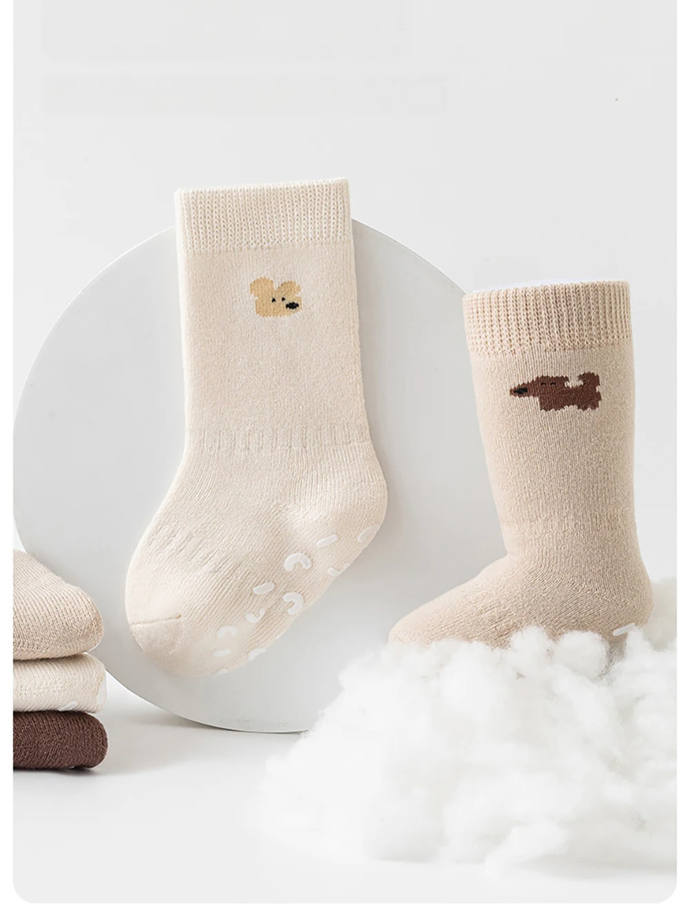 MILANCEL Kindersocken 0-5T Babysocken Winter Warme Verdickte Mädchen-Bodensocken Cartoon Kinder Rutschfeste Mittellange Socken – Detail 6