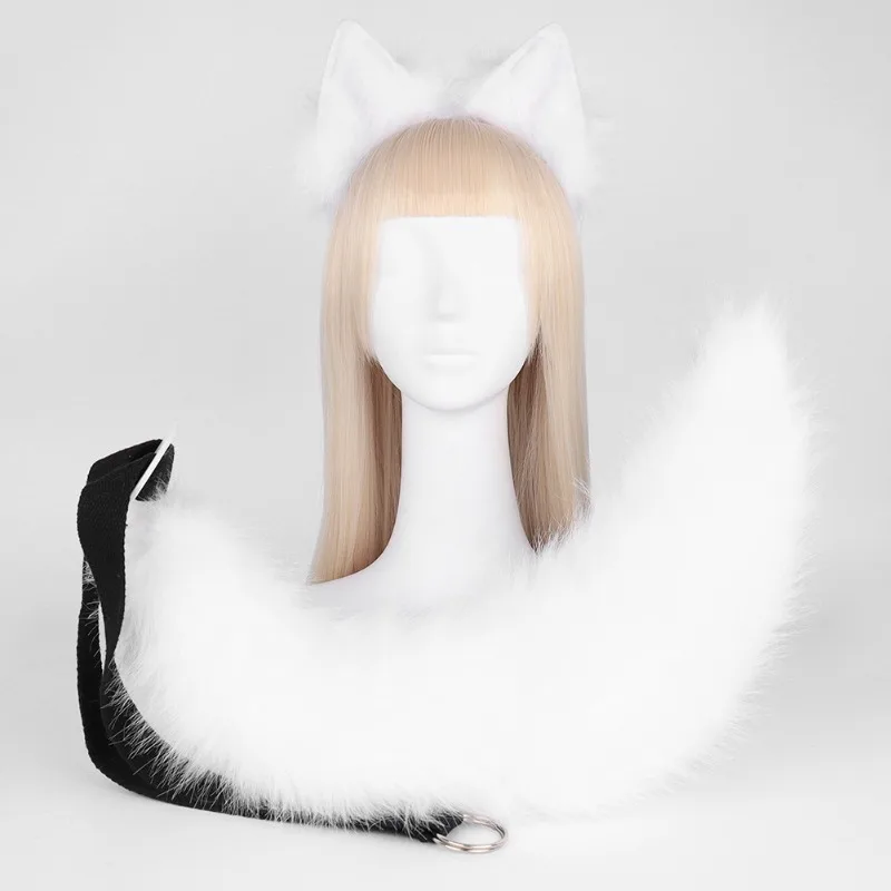 2Pcs/set Plush Fox Animal Ear Hairband Animal Tail Multi-color Fox Tail Cosplay Performance Props Cosplay Accessories Set