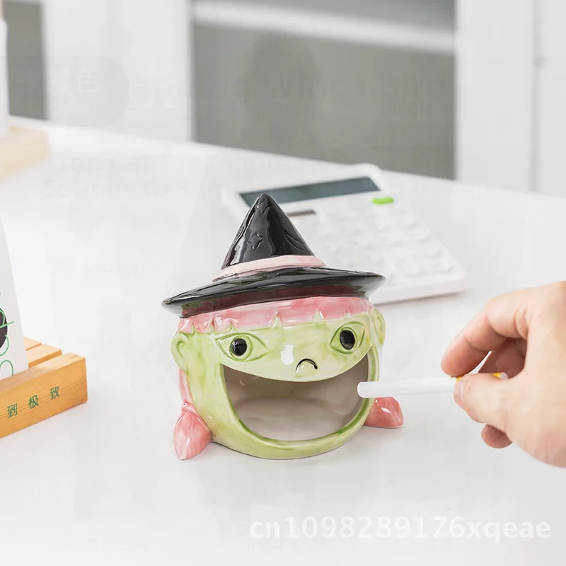 

Домашняя детская пепельница с призраком, керамическая креативная милая форма, подсвечник для Хэллоуина, соломенная шляпа с тыквой, дизайн летучей мыши