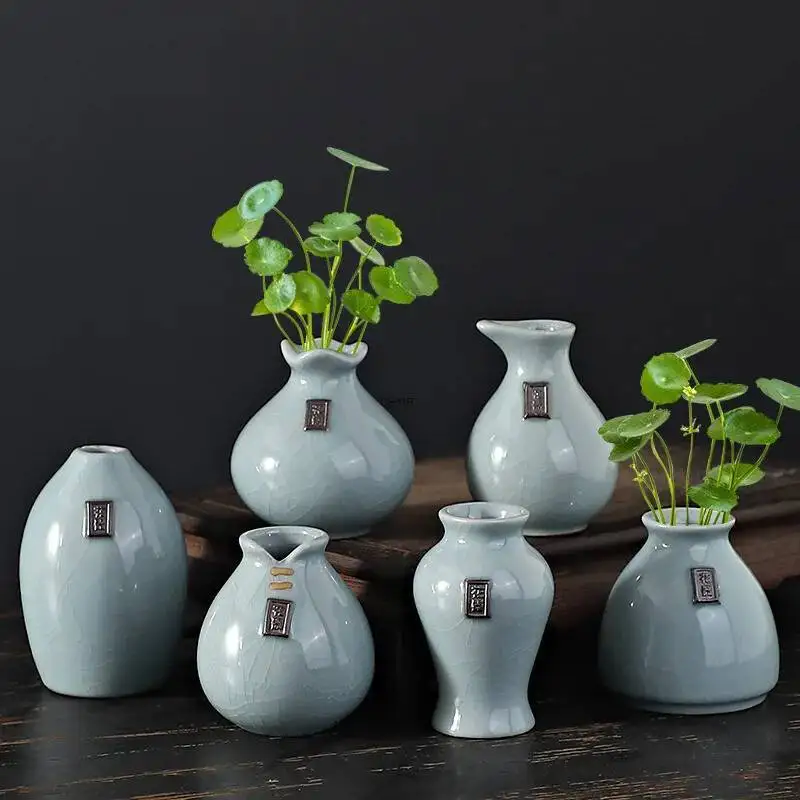 Ceramic Vase Mini Vase, Flower Arrangement Ornament, Suitable For Copper Money Plant, Pothos, And