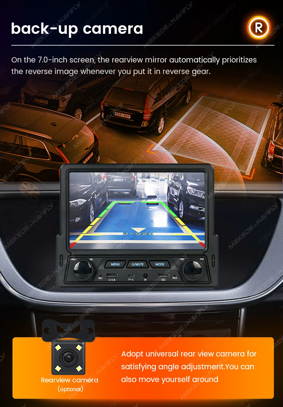 MEKEDE لشاشة اللمس العالمية 7 بوصة عالية الدقة مشغل وسائط متعددة HD فيديو ذكي BT عجلة القيادة التحكم راديو FM TDA7388