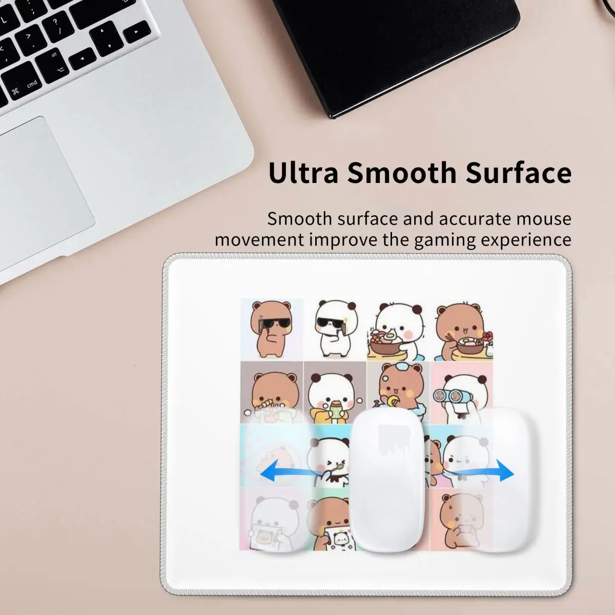 

Bubu Dudu - Panda Bear Hugs Love Коврик для мыши Компьютерная клавиатура Коврик для мыши Геймер ПК Настольный коврик Офисные настольные коврики