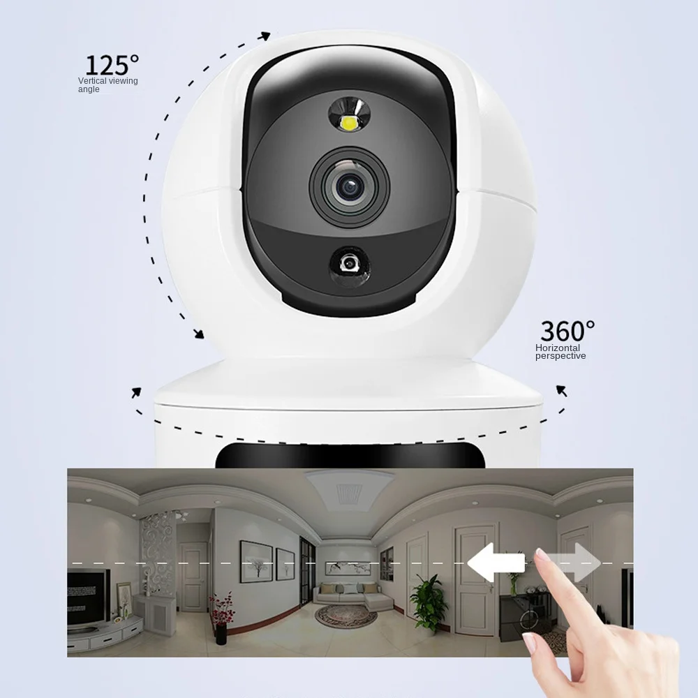 360 °   Telecamera di sorveglianza WiFi wireless Conversazione bidirezionale Visione notturna WiFi Telecamera interna Monitoraggio automatico Interfono vocale
