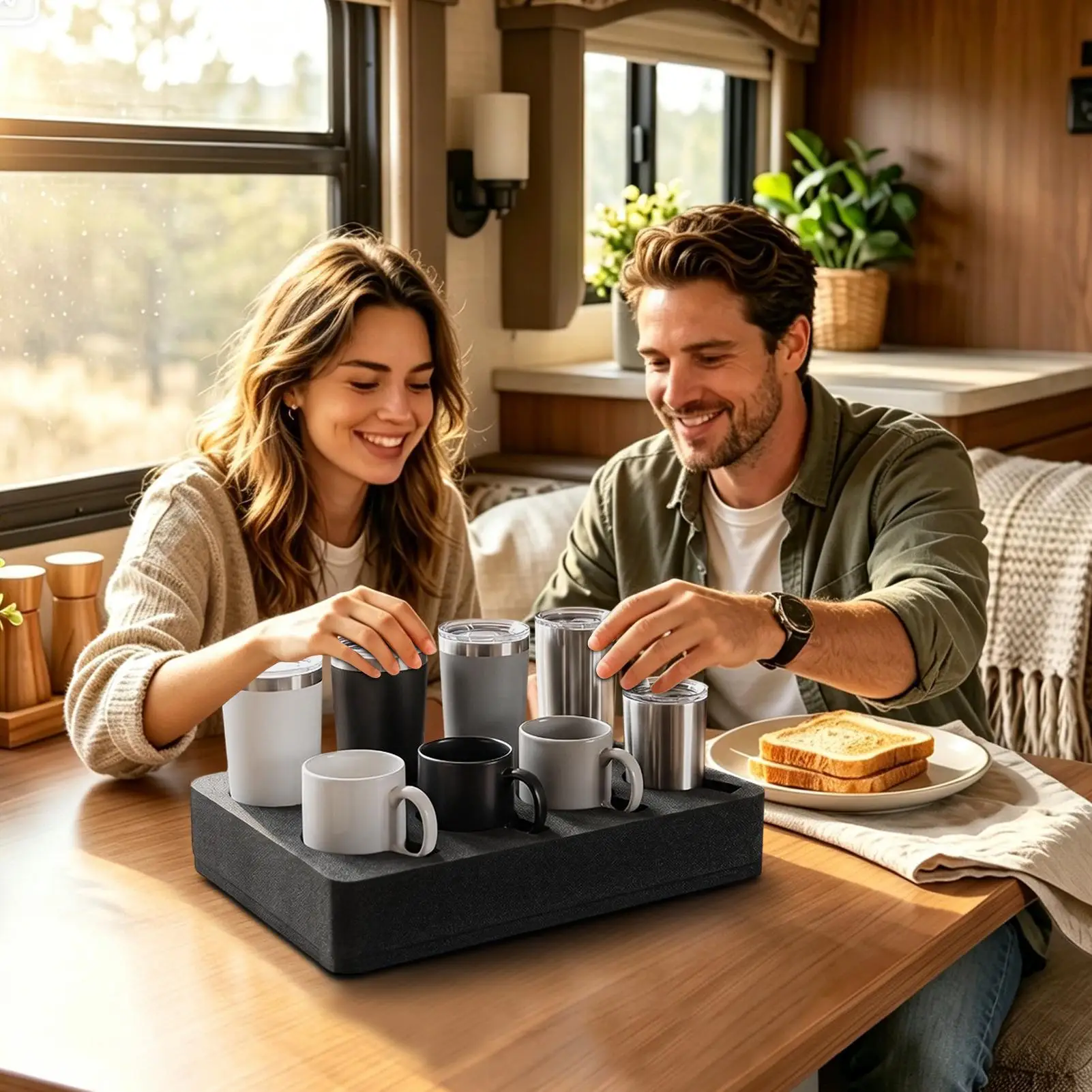 For RV Cup Holder Rack Durable Foam Mug Storage Box Plate Mug Compatible Space Saving Glass Coaster Storage