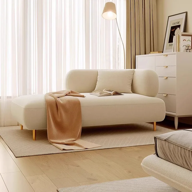 

Cream style fabric single concubine chair Nordic simple living room bedroom balcony recliner modern apartment lamb wool chair