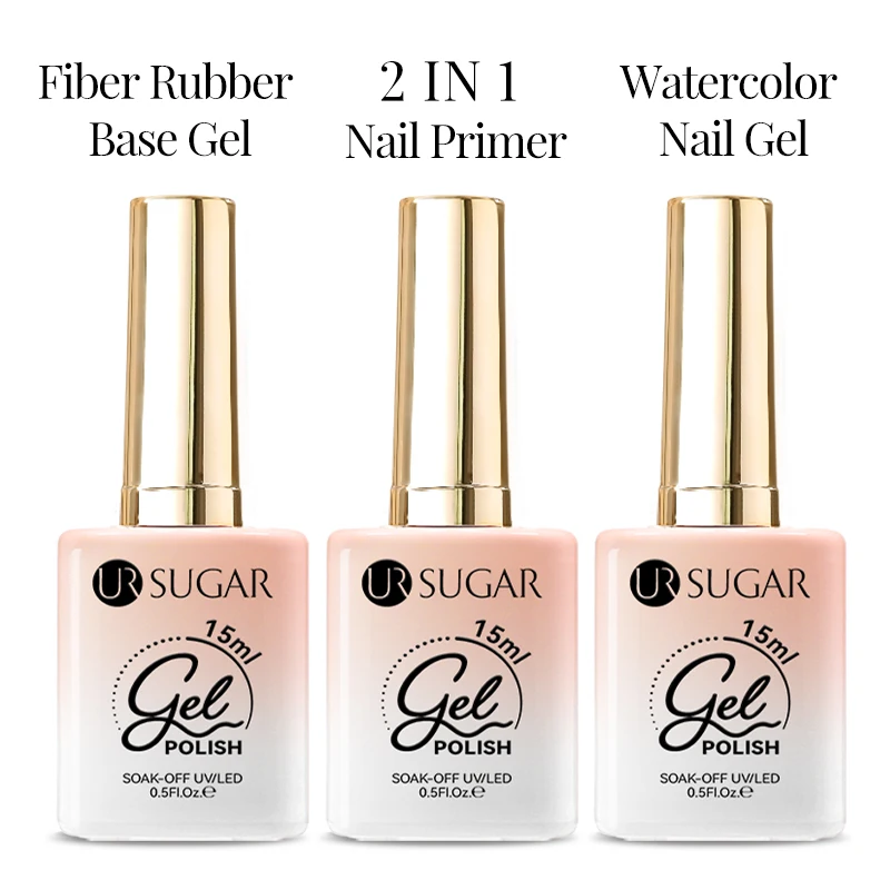 UR SUIKER 15 ml Base Top Coat voor Gel Polish Semi-permanente Losweken Fiber Rubber Base Gellac UV Led Permanente Functionele Gel