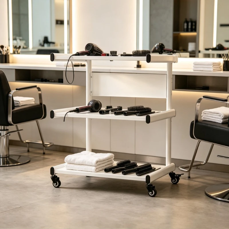 MT metal two-layer three-layer cart hair tool cart with wheels, floor-to-ceiling multi-layer storage rack, eyelash cart