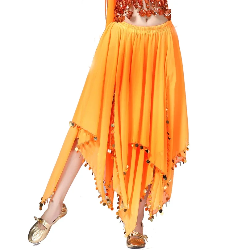 High Quality Belly Dance Skirt India Belly Dance Skirts Chiffon Sequin Edge