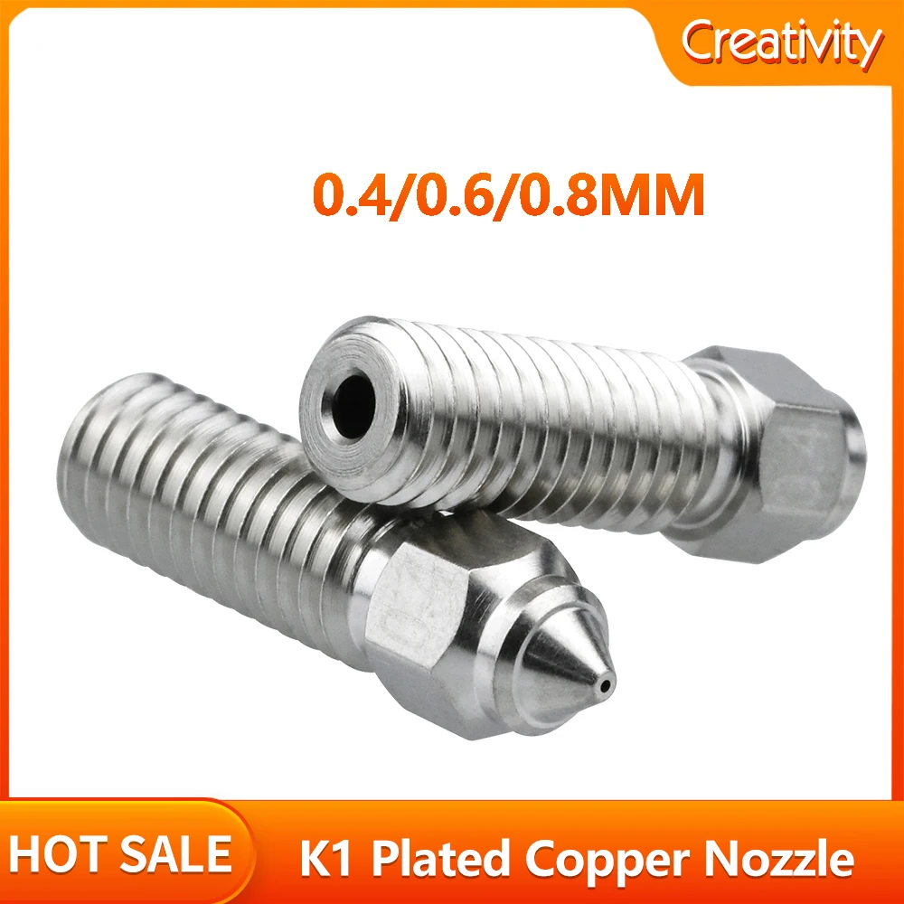 

K1 Plated Copper Nozzle 3d printer Hotend 0.4mm High Temperature Wear Resistant Nozzle For K1/K1 Max/CR-M4/Vyper/Kobra/SovolSV07