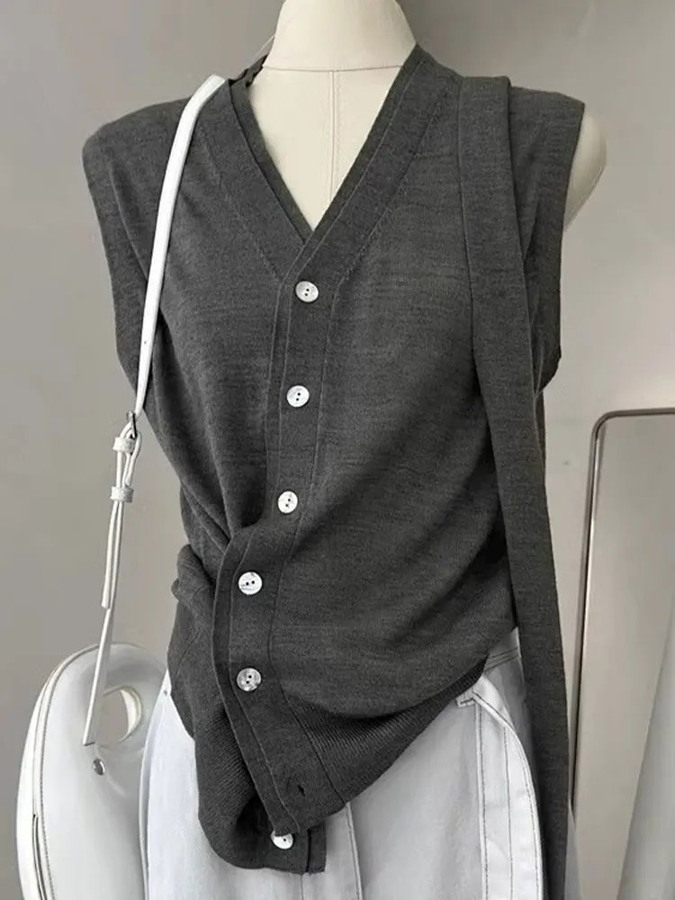 

Ele Sa Single Button Asymmetrical Svel Vest Women's Faion Top Commute Sle Pure Color Summer New Arrival