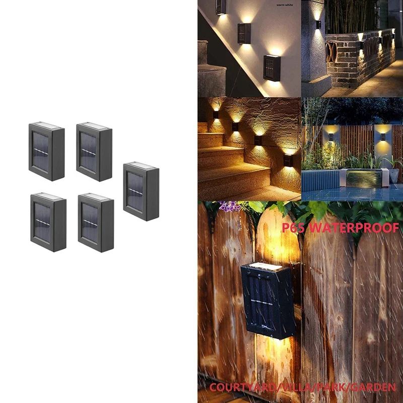 

5Pcs Solar LED Lamp Outdoor Waterproof Wall Lights Garden Balcony Landscape Decor Light Street Solar Light