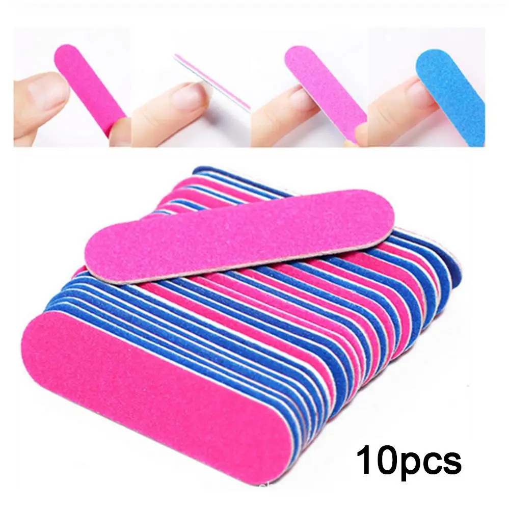 10pcs Mini Sponge Nail File Colorful Nail Buffer Double Buffer Sanding Cuticle Manicure Sided Files Pedicure Remover K9F4
