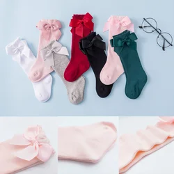 New Baby Toddlers Socks Autumn Winter Children Girls Knee High Long Sock Cotton Big Bow Spanish Style Kids Floor Socks