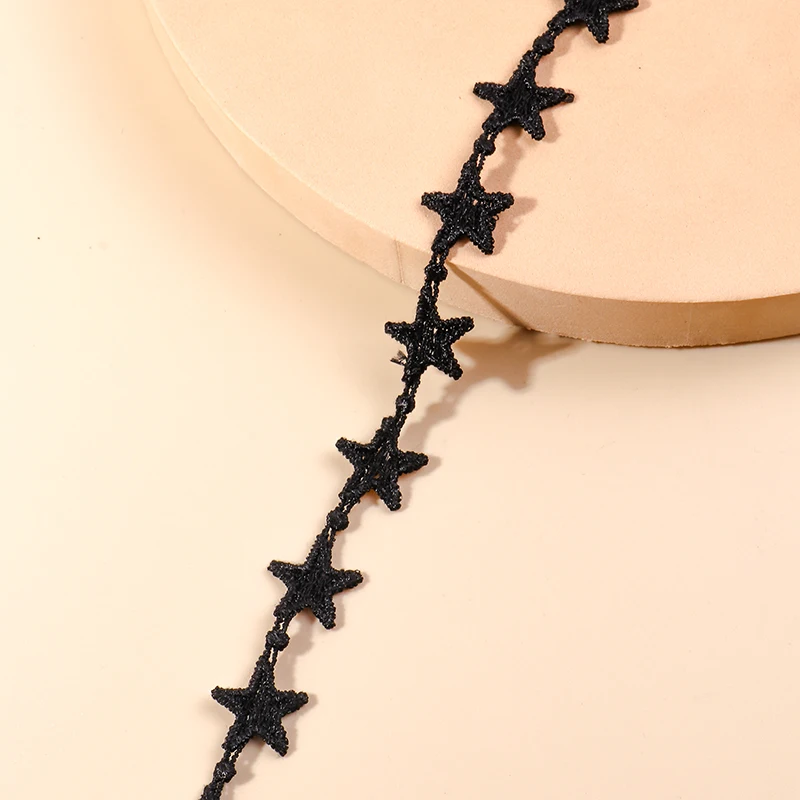 Aihua Böhmen schwarze Spitze Stern Halskette für Frauen handgemachte verstellbare geflochtene Halskette Retro Mode Hals Schmuck – Detail 6