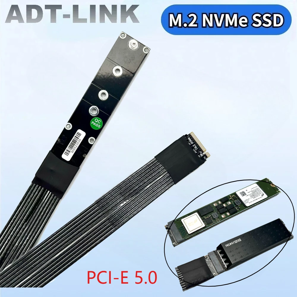 

ADT-Link PCIE 5.0 X4 Gen5 M.2 NVMe SSD Адаптер для твердотельного накопителя M.2 mKey 128 Гбит/с Удлинительный кабель поддерживает 22110 2280