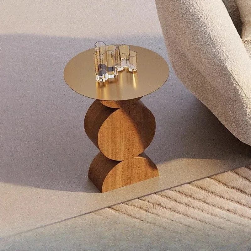 

Italian light luxury round sofa edge a few modern simple corners a few wooden