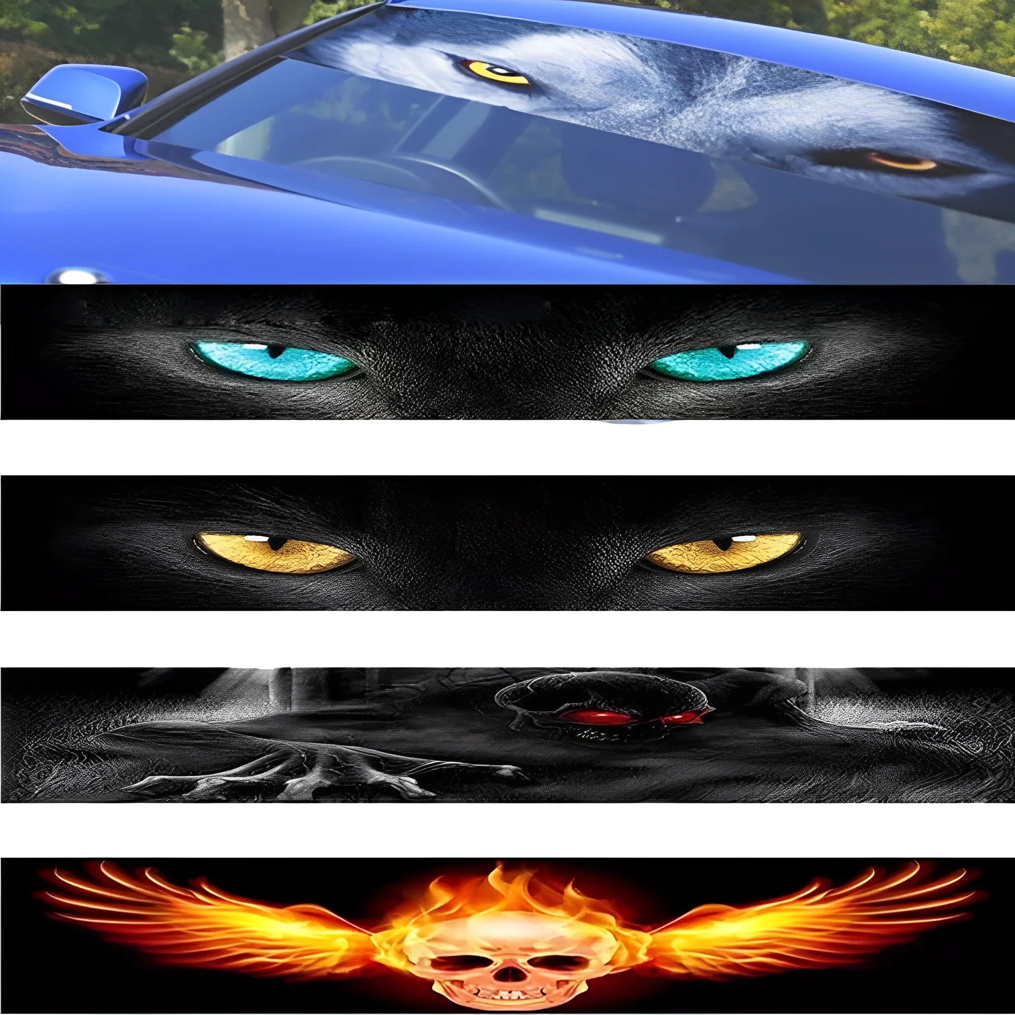 

Car Front Rear Windshield Stickers 3D Wolf Eyes Decals Personalized Stickers Car Styling Decoration Auto Accessories 130*21cm