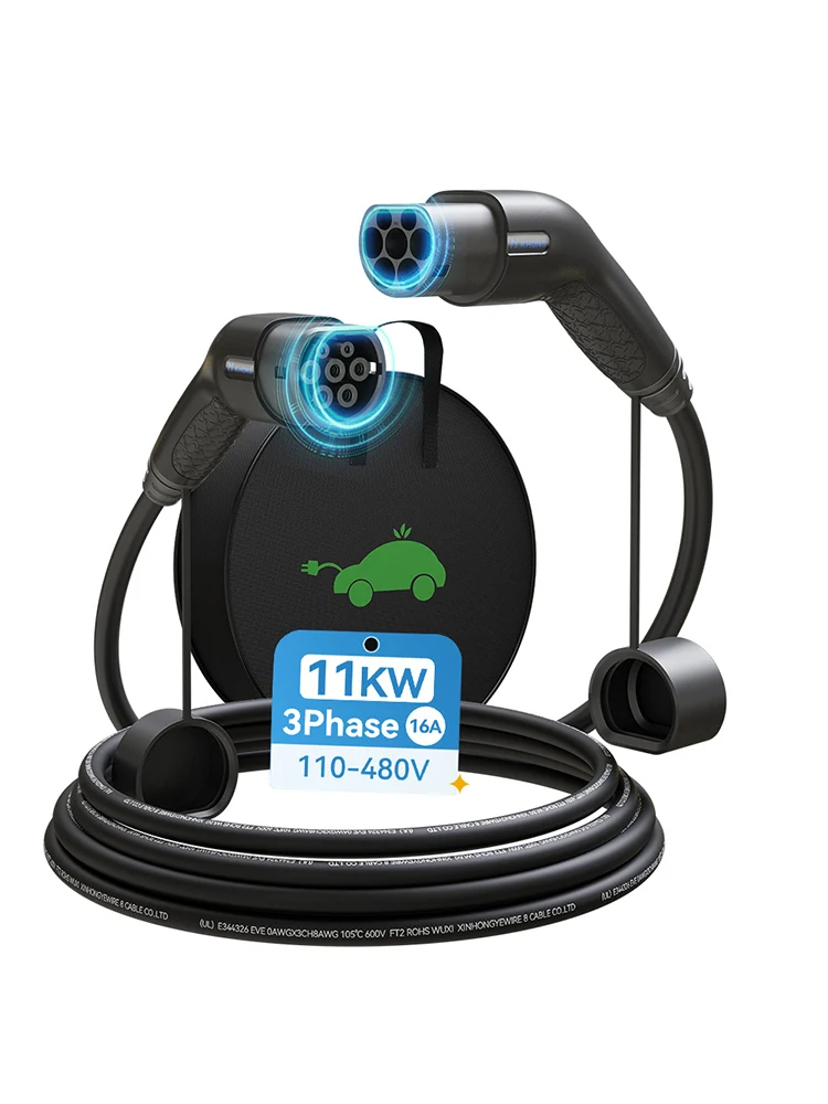Khons 7KW EV-Kabel Typ2 auf Typ2 Ev-Ladegerät 32A EV-Kabel Typ2 Buchse auf Stecker EVES Ladestationen 5M Kabel TPU IP65