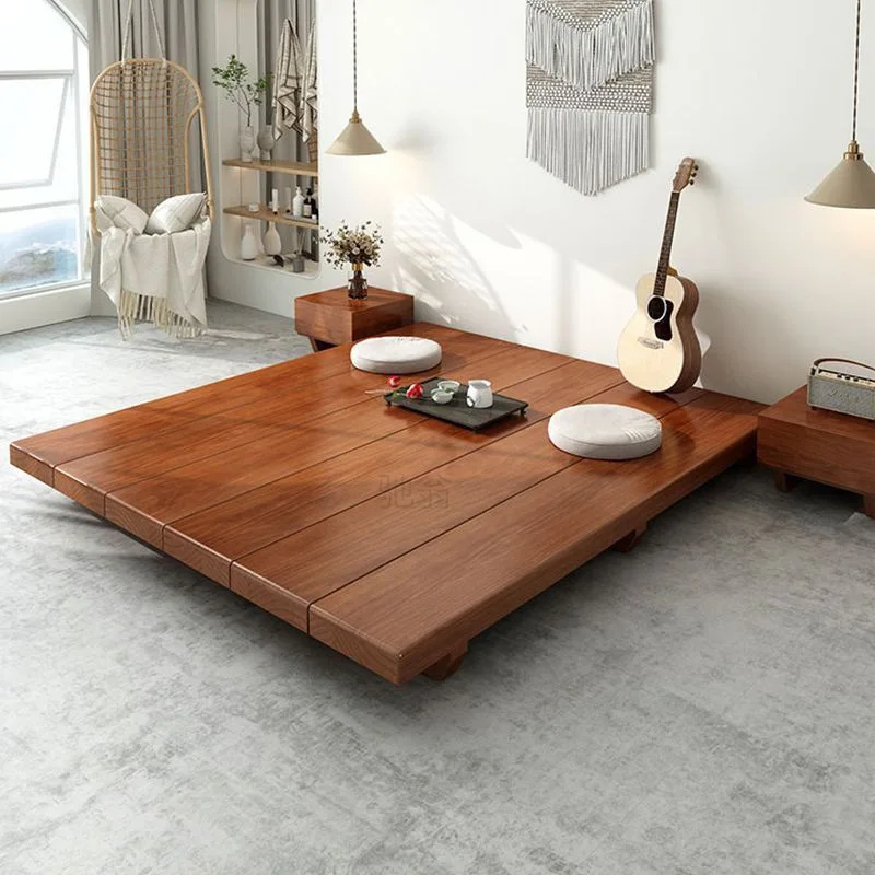 Japanese-style tatami floor-to-ceiling bed master bedroom bed solid wood splicing bed