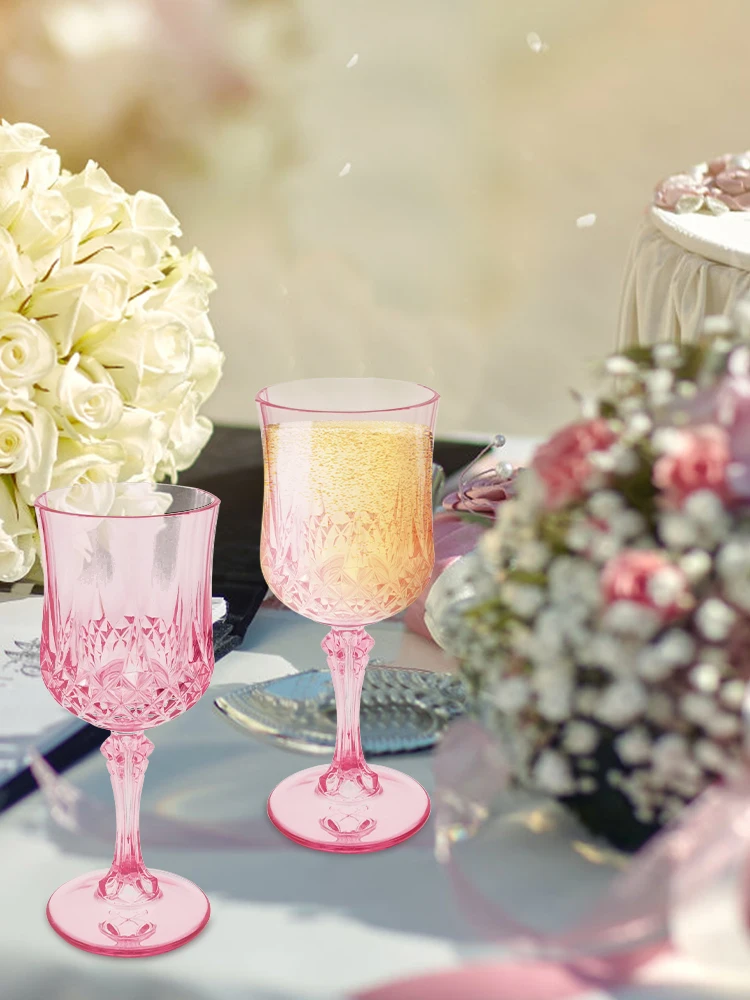 12/24/36 pièces verre à Champagne 3.09oz verres à vin en plastique réutilisables flûtes verre à vin rose élégant pour fête mariage et noël