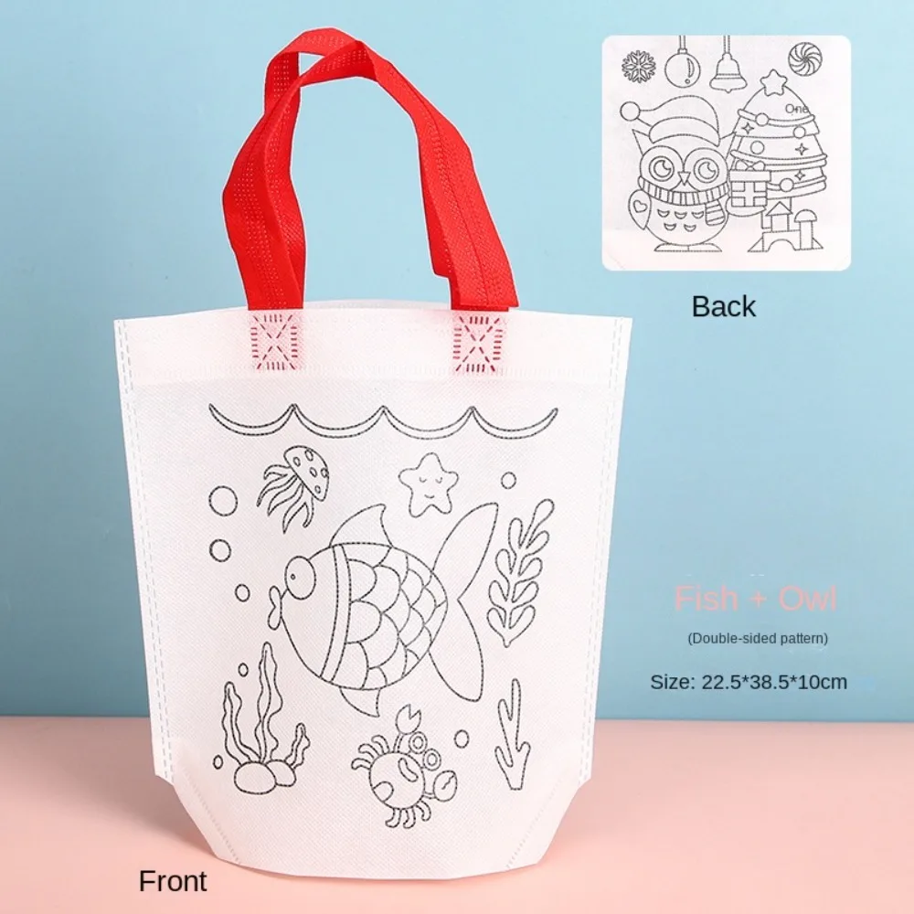 Blank Non-Woven Handbag for women Creative DIY Graffiti Cartoon Pattern Reusable Shopping Bag Cloth Canvas Eco Handle Bag Tote