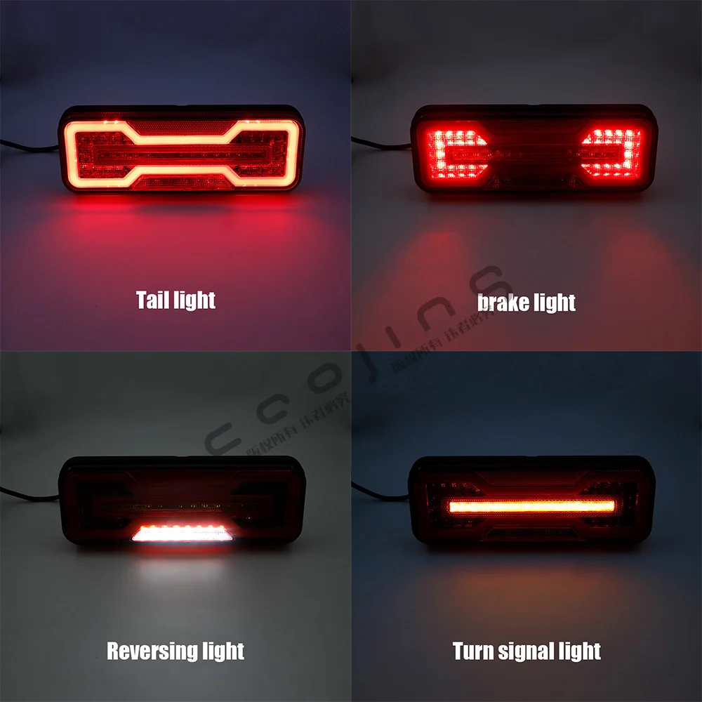 2pcs 12V 24V LED Combination Tail Light Turn Signal Reverse Rear Lamp Waterproof Trailer Truck Caravan Reflector LED Brake light