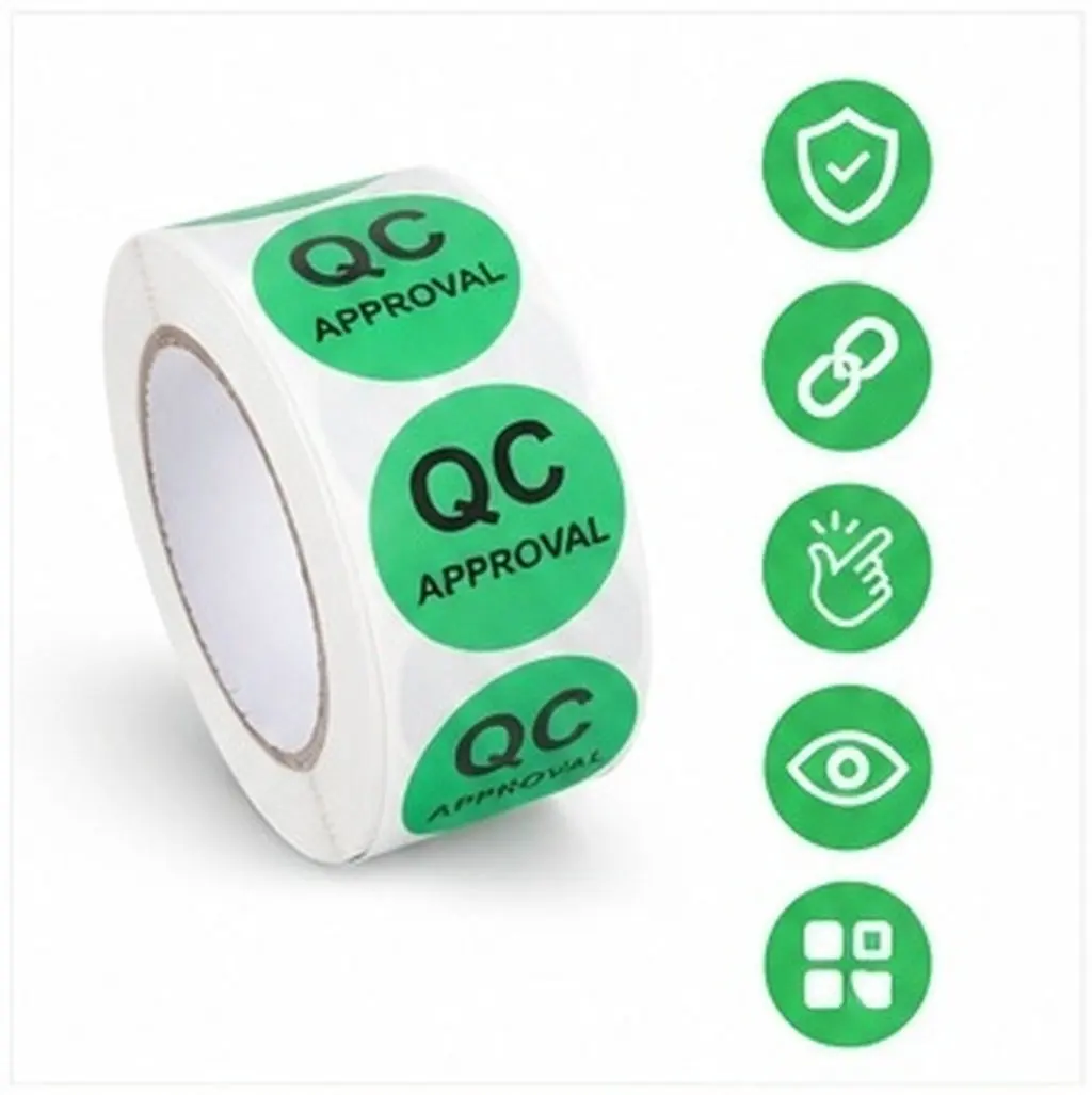 1 Roll Quality Controls Stickers Round Qc Inspection Adhesive Labels Black Text for Clear Visibility Quality Test Status Labels