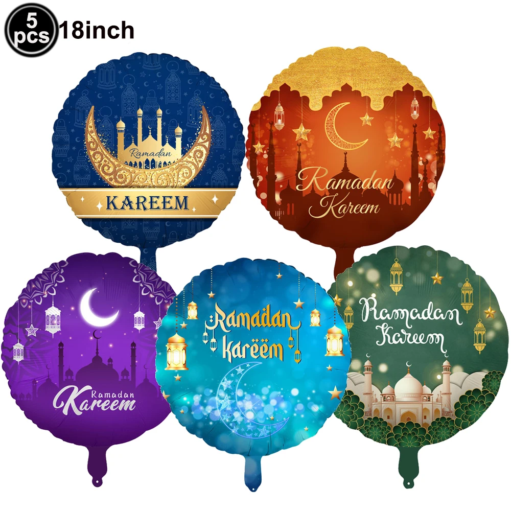 Ramadan kareem  Foil Balloon Round Eid Mubarak Balloons Ramadan  Party Decoration Indoor Outdoor Ramadan Kareem Decor Supplies