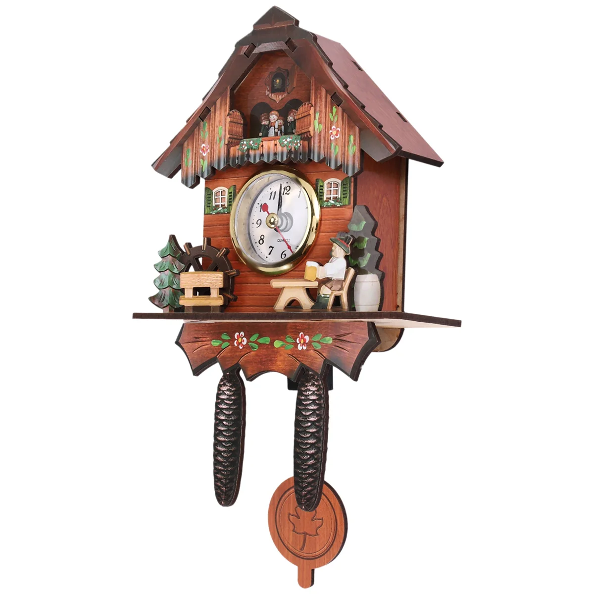 Antique Wooden Cuckoo Wall Clock Bird Time Bell Swing Alarm Watch Home Art Decor 006