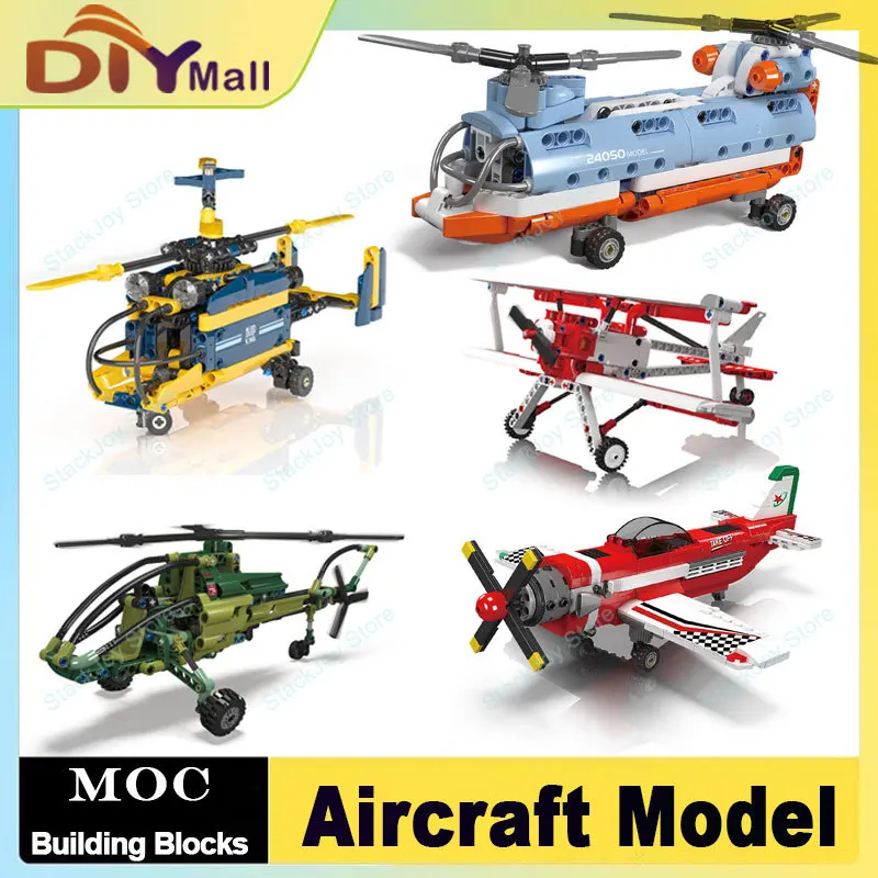 

MOULD KING Technical Racing Airplane Model Power Tandem Rotor Helicopter Building Blocks Toy Assembly Birthday Gift For Kids